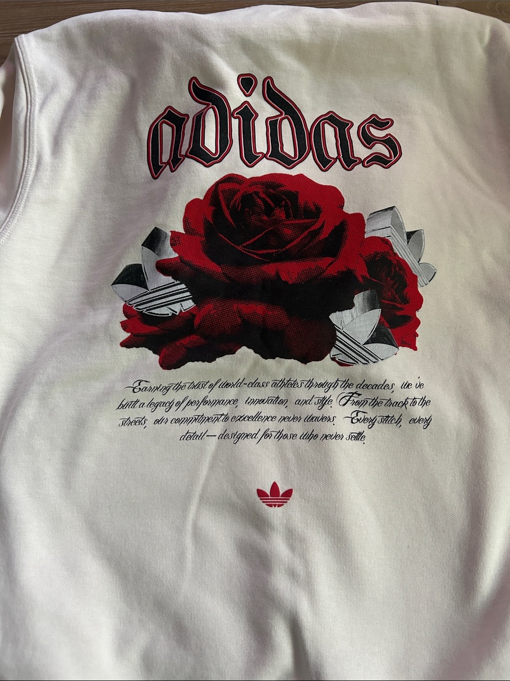 Adidas Cream OG Hoodie with Red Rose